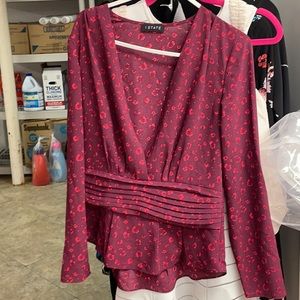 1. State floral red long sleeve blouse